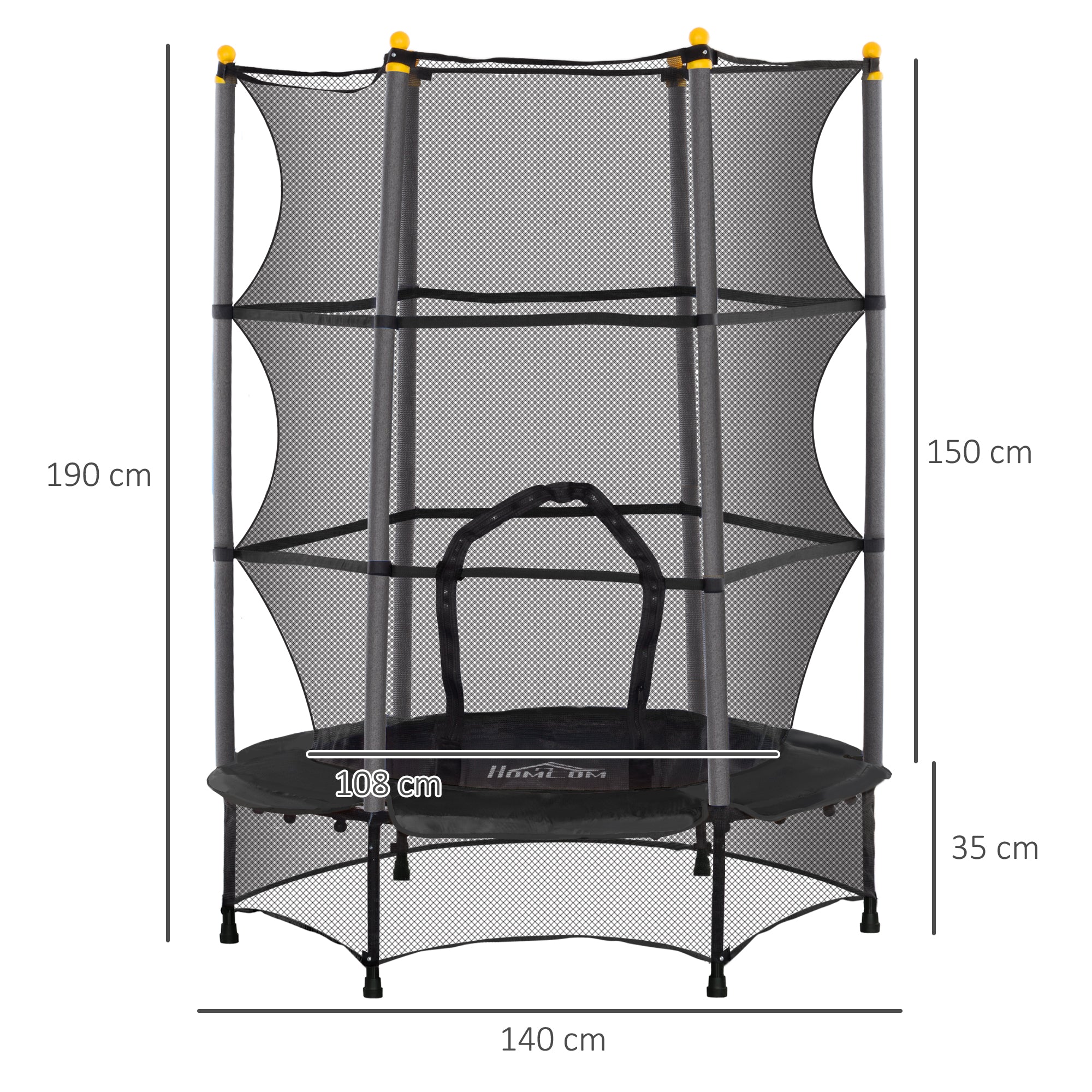 Children's Trampoline Ø140 cm, Trampoline with Safety Net, Edge Cover, Garden Trampoline for Children 3-10 Years, up to 50 kg Load Capacity, Black