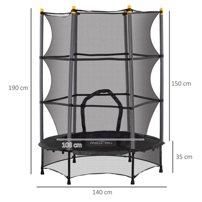Children's Trampoline Ø140 cm, Trampoline with Safety Net, Edge Cover, Garden Trampoline for Children 3-10 Years, up to 50 kg Load Capacity, Black