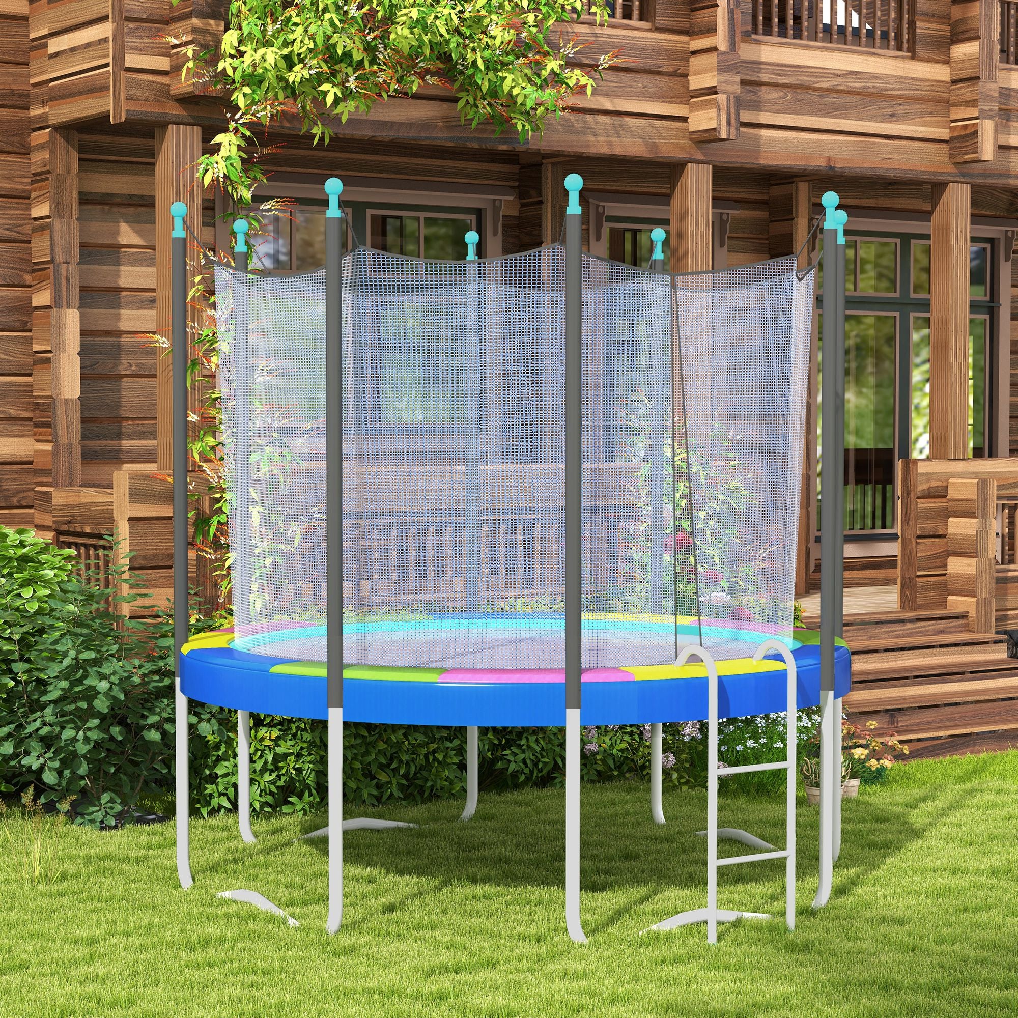 SPORTNOW Folding and Portable Trampoline Mat Cover Ø366x30 cm, Garden Trampoline Protection in Plastic, PE, and EPE Foam, Multicolor