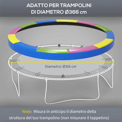 SPORTNOW Folding and Portable Trampoline Mat Cover Ø366x30 cm, Garden Trampoline Protection in Plastic, PE, and EPE Foam, Multicolor