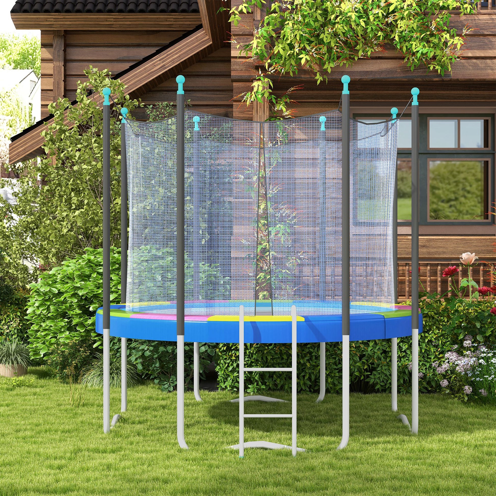SPORTNOW Folding and Portable Trampoline Mat Cover Ø366x30 cm, Garden Trampoline Protection in Plastic, PE, and EPE Foam, Multicolor