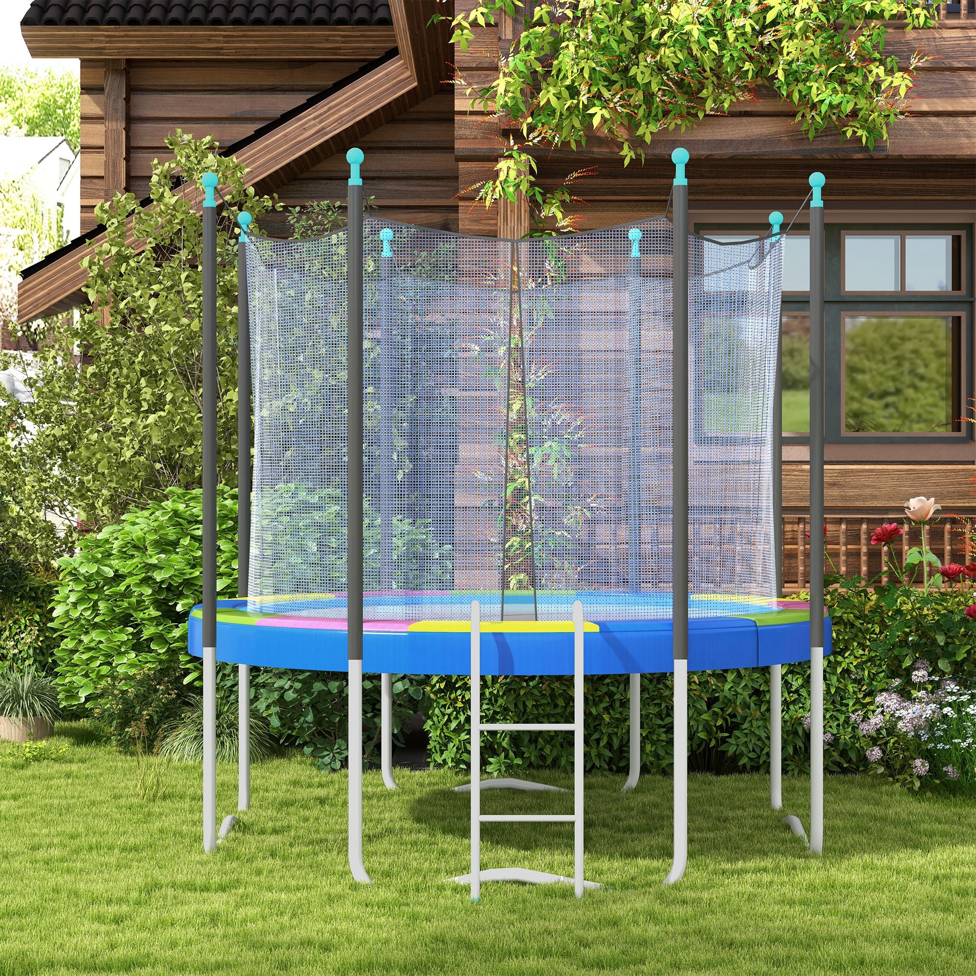 SPORTNOW Folding and Portable Trampoline Mat Cover Ø366x30 cm, Garden Trampoline Protection in Plastic, PE, and EPE Foam, Multicolor