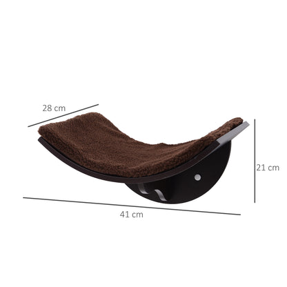 Cat Bed Cat Wall Bed Cat Shelf Wall Mount Plush Pad Brown 41 x 28 x 21 cm