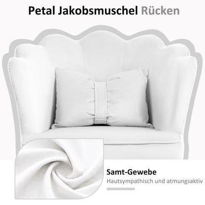 Office Chair Desk Chair with Armrest, Rocking Function, Height Adjustable Cosmetic Chair with Velvet Look, Padded Swivel Chair with Wide Seat for Bedroom, White