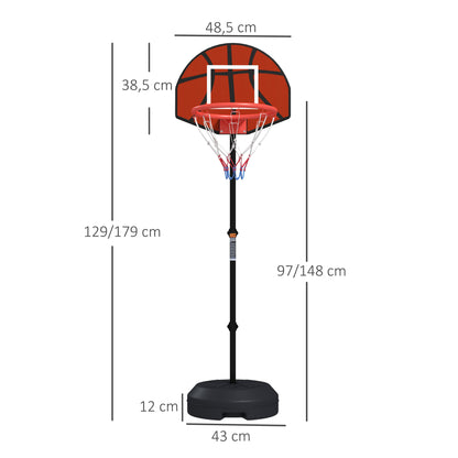 SPORTNOW Basketball Hoop with Magnetic Dartboard and Darts Adjustable Height 129-179 cm Fillable Base for Indoor Black
