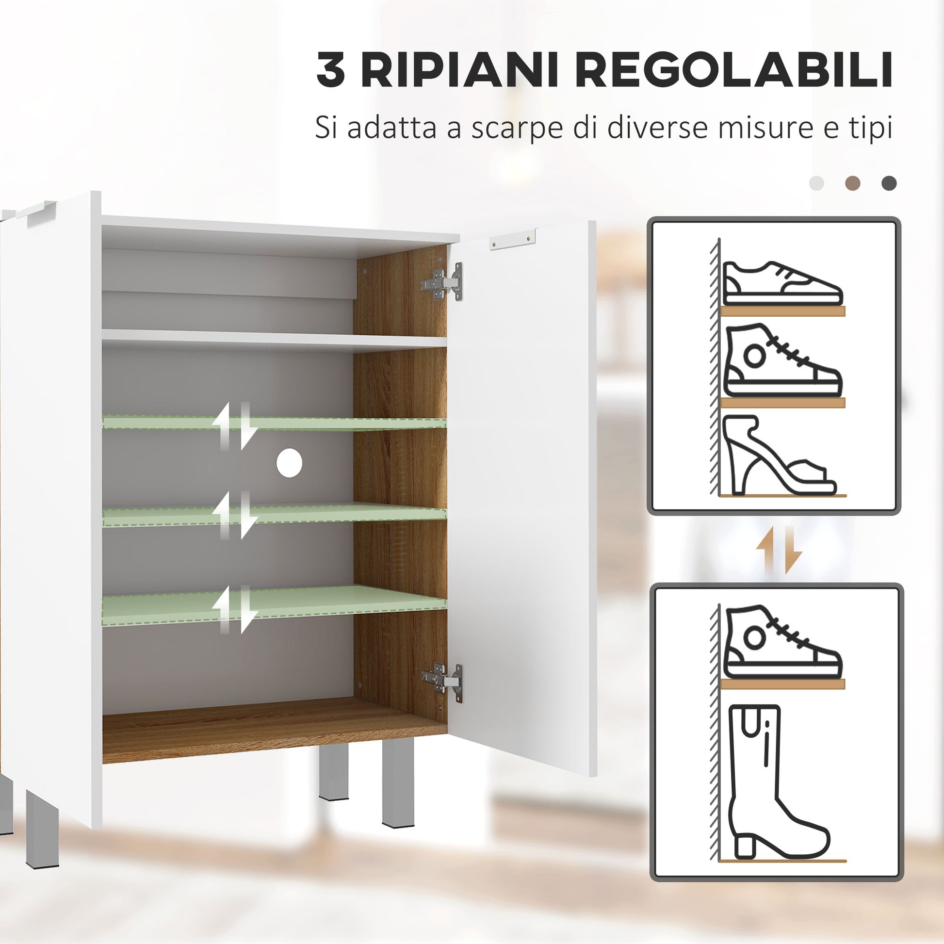 Shoe Rack for 15-20 Pairs of Shoes Size EU45, Space-Saving Shoe Rack with Adjustable Shelves and Soft-Close, Glossy White