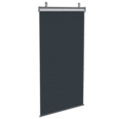 Vertical Awning Balcony Privacy Screen with Sun Protection, 124 x 222cm Balcony Blind with Hooks, Privacy Screen for Pavilion, Pergola, Polyester, Dark Gray