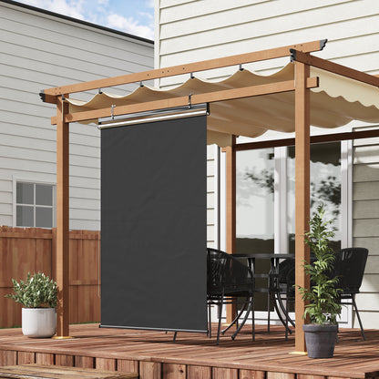Vertical Awning Balcony Privacy Screen with Sun Protection, 124 x 222cm Balcony Blind with Hooks, Privacy Screen for Pavilion, Pergola, Polyester, Dark Gray