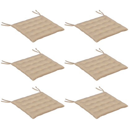 Set of 6 garden chair cushions, Tufted outdoor cushions, high comfort cm with ties, dim. 40L x 40W cm Khaki