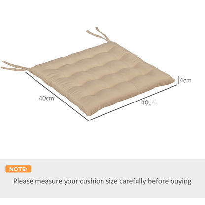 Set of 6 garden chair cushions, Tufted outdoor cushions, high comfort cm with ties, dim. 40L x 40W cm Khaki