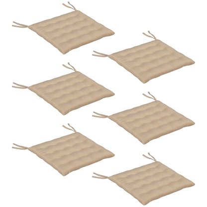 Set of 6 garden chair cushions, Tufted outdoor cushions, high comfort cm with ties, dim. 40L x 40W cm Khaki