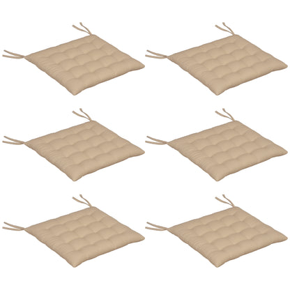 Set of 6 garden chair cushions, Tufted outdoor cushions, high comfort cm with ties, dim. 40L x 40W cm Khaki