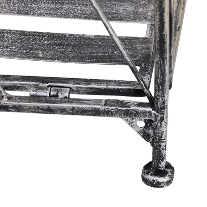 3-Tier Folding Plant Stand Plant Shelf for Outdoor Use like Balcony, Terrace, or Garden Metal Flower Stand Flower Ladder Garden Shelf Silver Gray