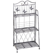 3-Tier Folding Plant Stand Plant Shelf for Outdoor Use like Balcony, Terrace, or Garden Metal Flower Stand Flower Ladder Garden Shelf Silver Gray