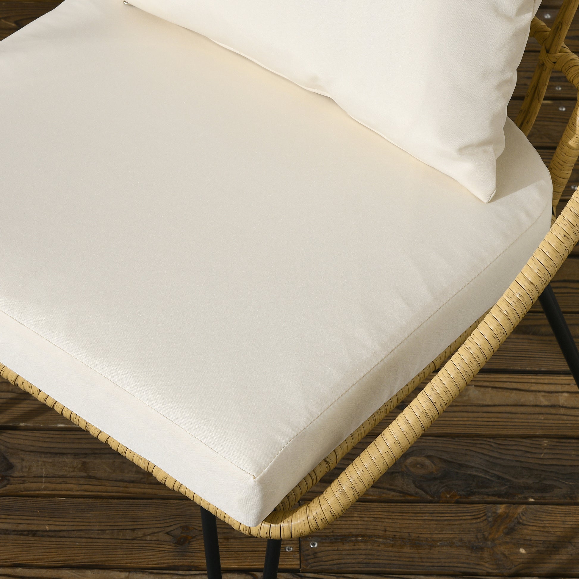 5-Piece Rattan Dining Set, Patio Furniture Set, Dining Set including 1 Dining Table, 4 Chairs, Garden Set with Seat Cushions, for Balcony, Terrace, Polyester, Beige