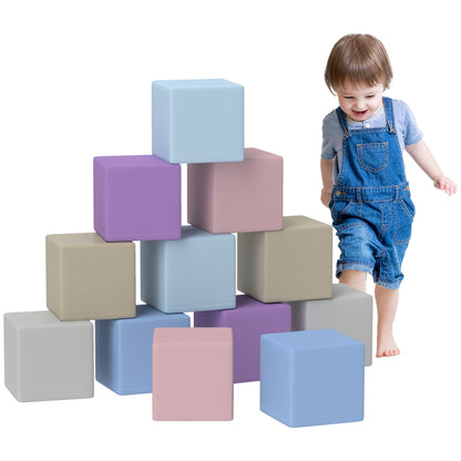 12-Piece Soft Blocks Foam Building Blocks Giant Blocks Construction Toy Foam Blocks for 1-3 Years Old Children Faux Leather EPE