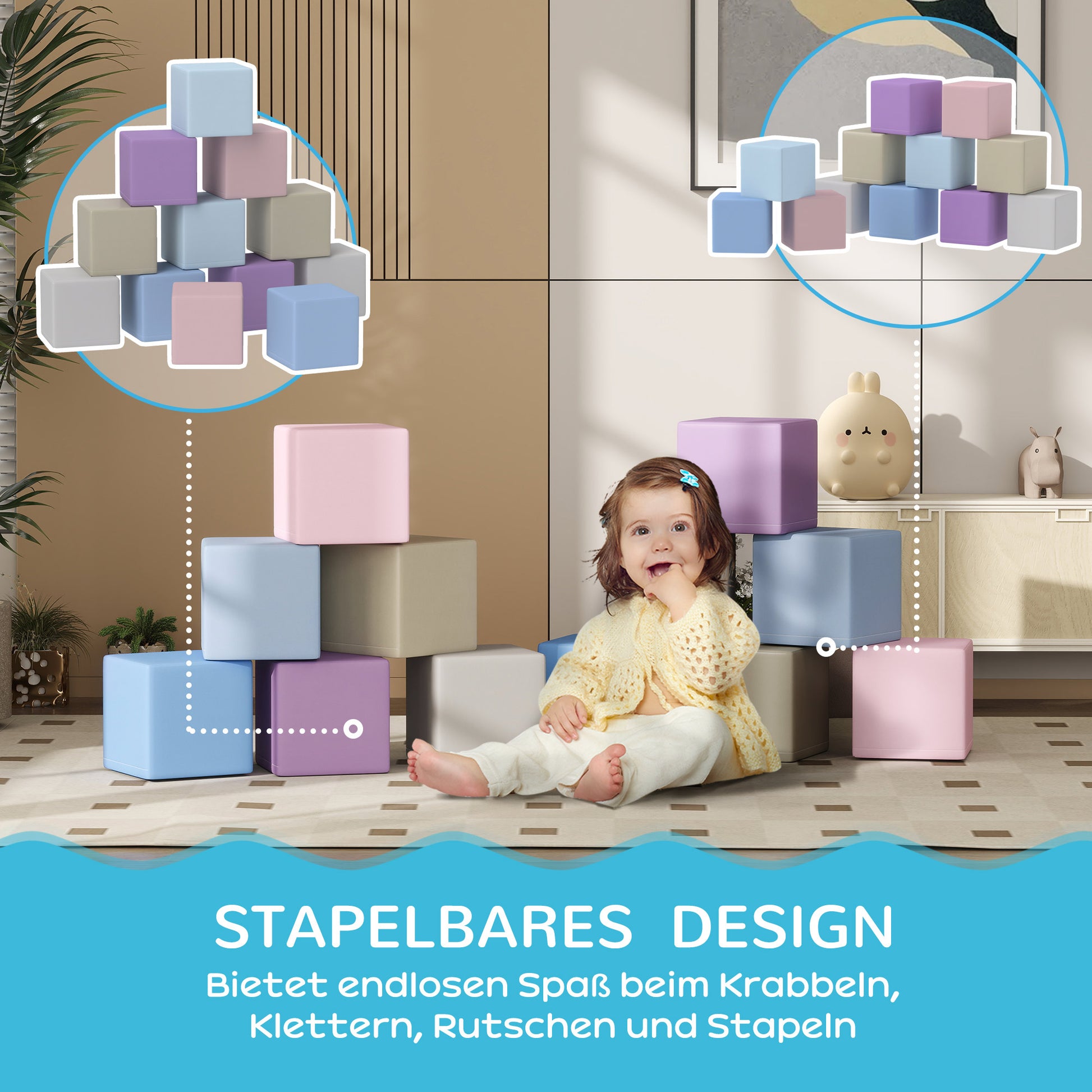 12-Piece Soft Blocks Foam Building Blocks Giant Blocks Construction Toy Foam Blocks for 1-3 Years Old Children Faux Leather EPE