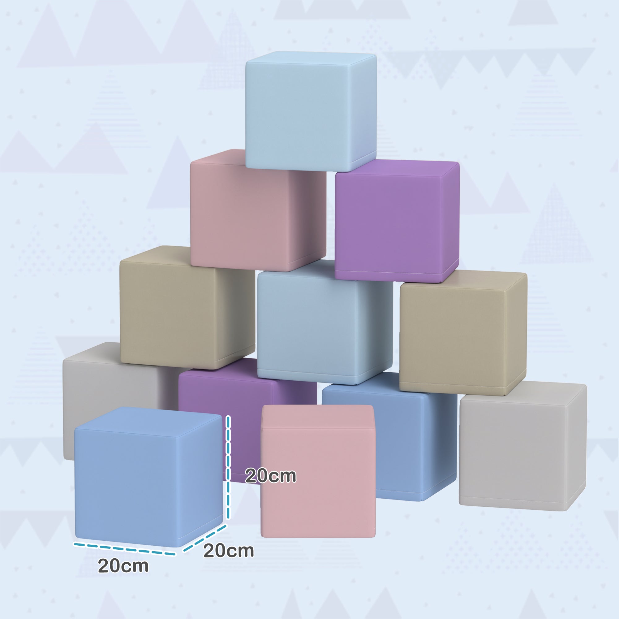 12-Piece Soft Blocks Foam Building Blocks Giant Blocks Construction Toy Foam Blocks for 1-3 Years Old Children Faux Leather EPE