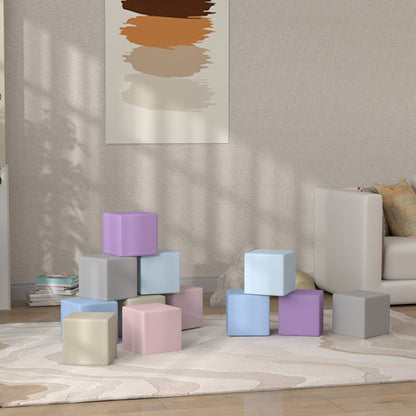 12-Piece Soft Blocks Foam Building Blocks Giant Blocks Construction Toy Foam Blocks for 1-3 Years Old Children Faux Leather EPE