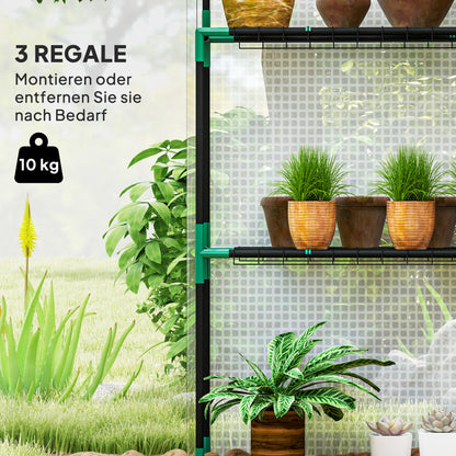 Greenhouse with Rolling Door, Window, Shelves, Winterproof Steel Frame Greenhouse for Balcony, Garden, Tomato House 143 x 74 x 190 cm, Tomato Greenhouse for Tomatoes, Vegetables, White