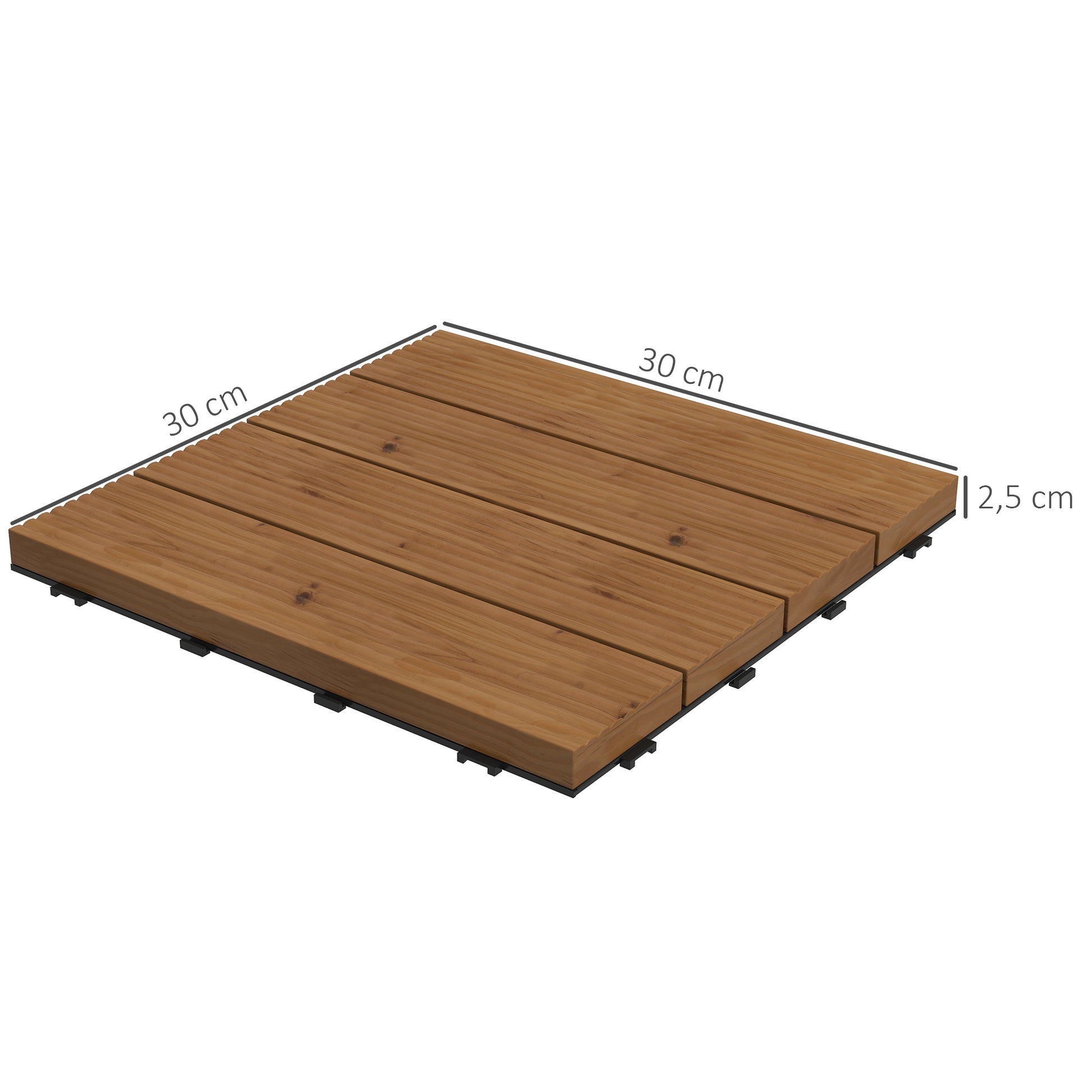 Terrace Tiles - Slats - Set of 12 pcs, Max. Surface 1.08 m²- interlocking, Very Simple Installation, dim. 30 x 30 cm