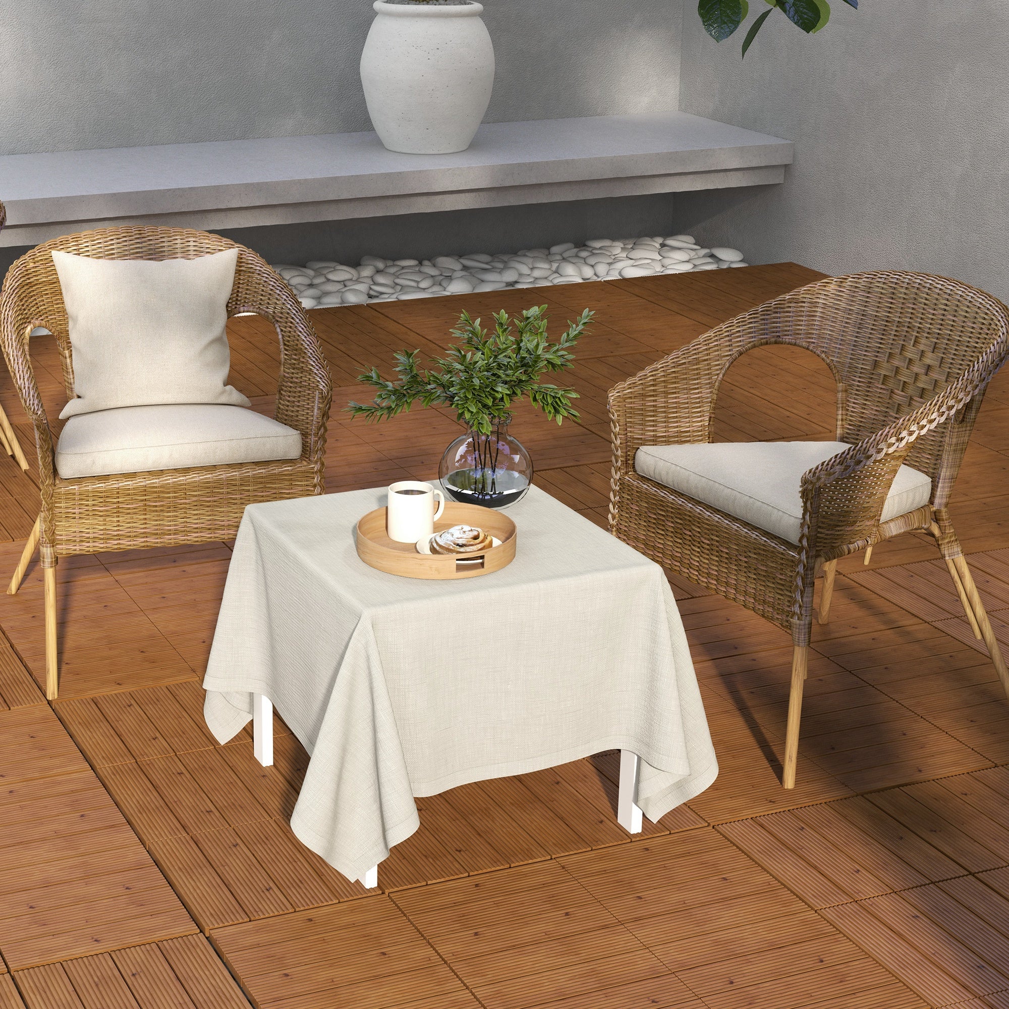 Terrace Tiles - Slats - Set of 12 pcs, Max. Surface 1.08 m²- interlocking, Very Simple Installation, dim. 30 x 30 cm