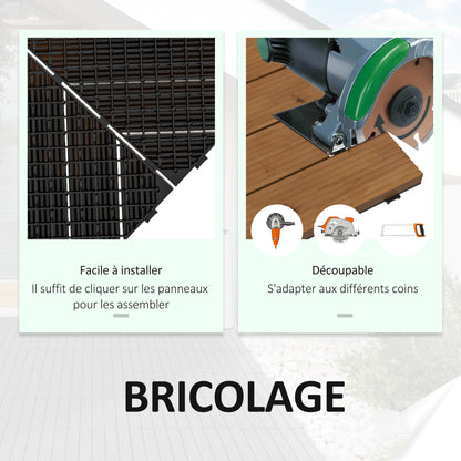 Terrace Tiles - Slats - Set of 12 pcs, Max. Surface 1.08 m²- interlocking, Very Simple Installation, dim. 30 x 30 cm