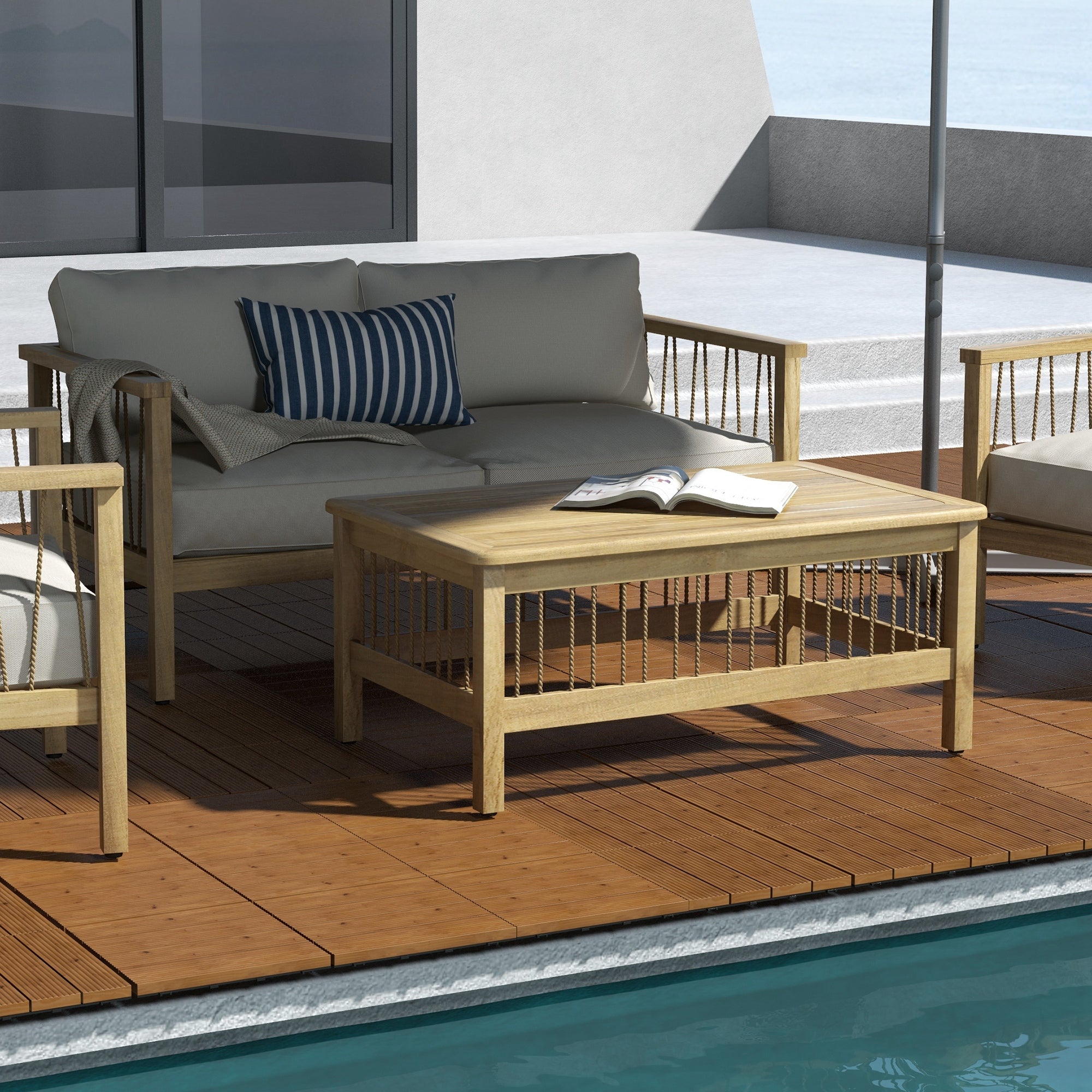 Terrace Tiles - Slats - Set of 12 pcs, Max. Surface 1.08 m²- interlocking, Very Simple Installation, dim. 30 x 30 cm