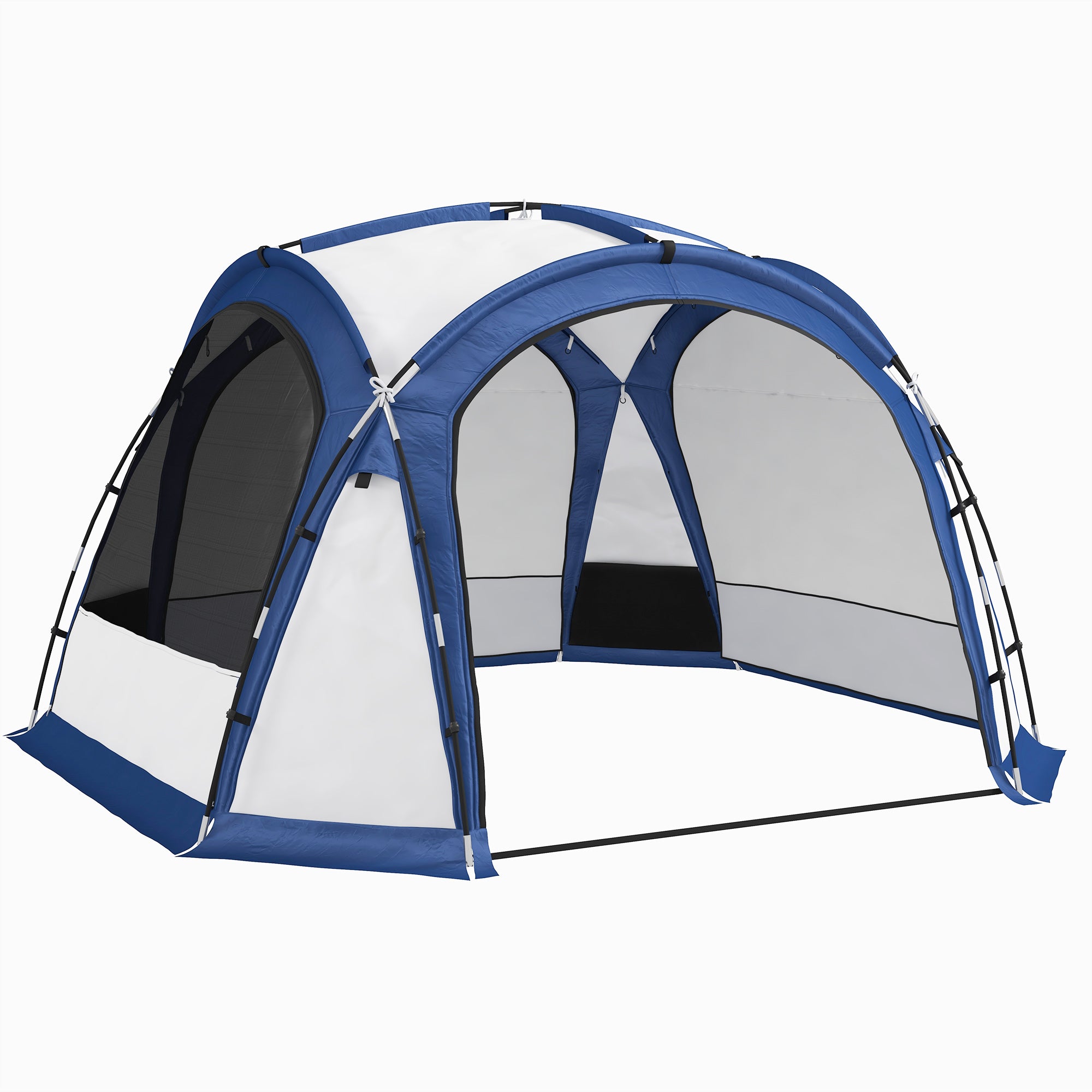 Portable Tent for 6-8 People Camping Tent with 4 Mesh Hooks and Anti-UV Carrying Bag for Fishing Hiking 350x350x230 cm White and Blue
