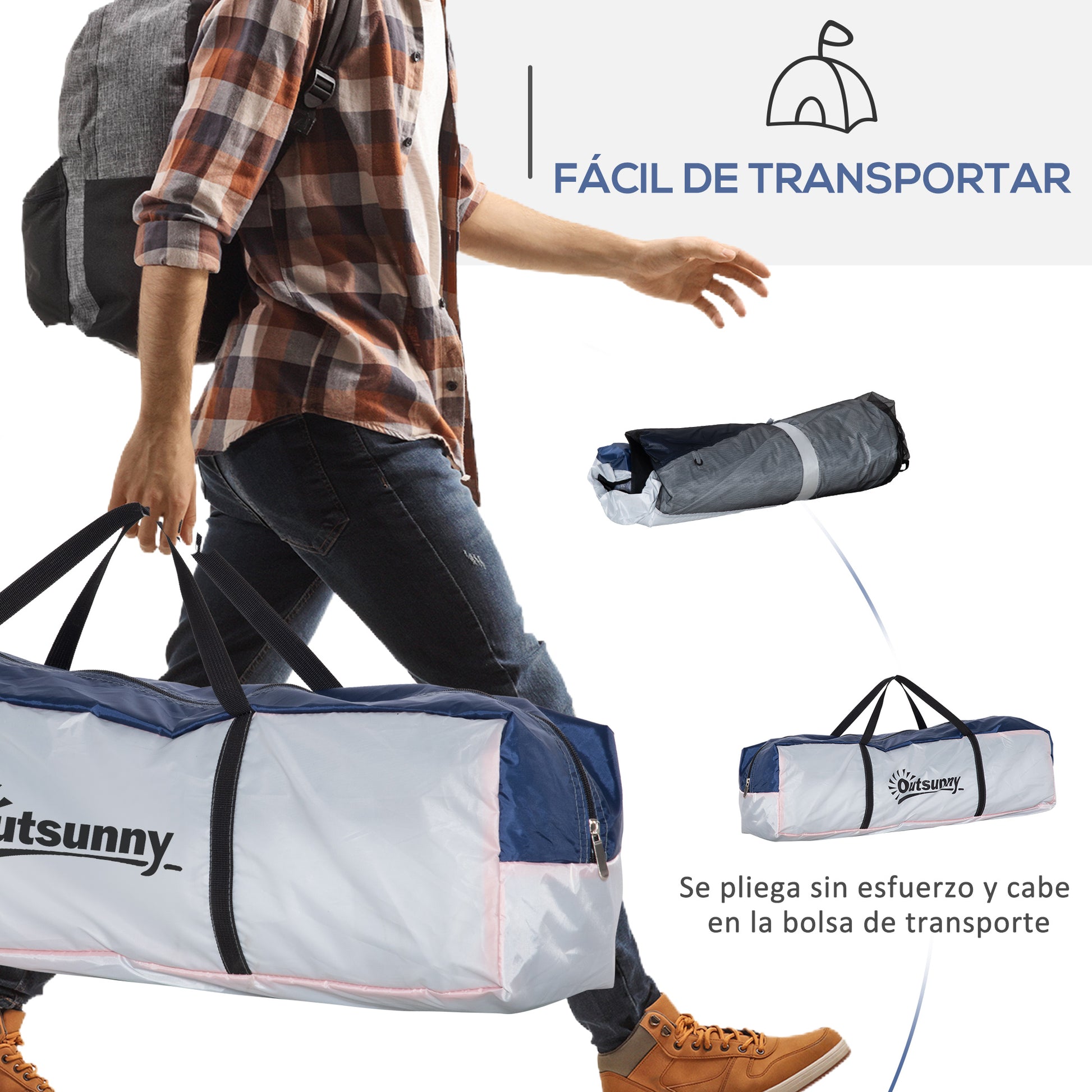 Portable Tent for 6-8 People Camping Tent with 4 Mesh Hooks and Anti-UV Carrying Bag for Fishing Hiking 350x350x230 cm White and Blue