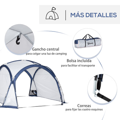 Portable Tent for 6-8 People Camping Tent with 4 Mesh Hooks and Anti-UV Carrying Bag for Fishing Hiking 350x350x230 cm White and Blue