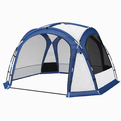 Portable Tent for 6-8 People Camping Tent with 4 Mesh Hooks and Anti-UV Carrying Bag for Fishing Hiking 350x350x230 cm White and Blue