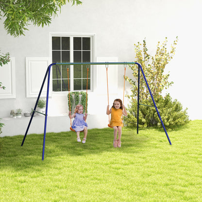 Children's Swing Set, Swing Frame with 2 Swings, Swing Structure, Garden Swing for Two Children 3-8 Years, Steel, 2.69 x 1.6 x 1.8 m