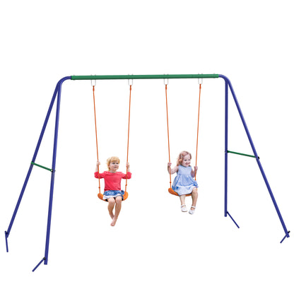 Children's Swing Set, Swing Frame with 2 Swings, Swing Structure, Garden Swing for Two Children 3-8 Years, Steel, 2.69 x 1.6 x 1.8 m