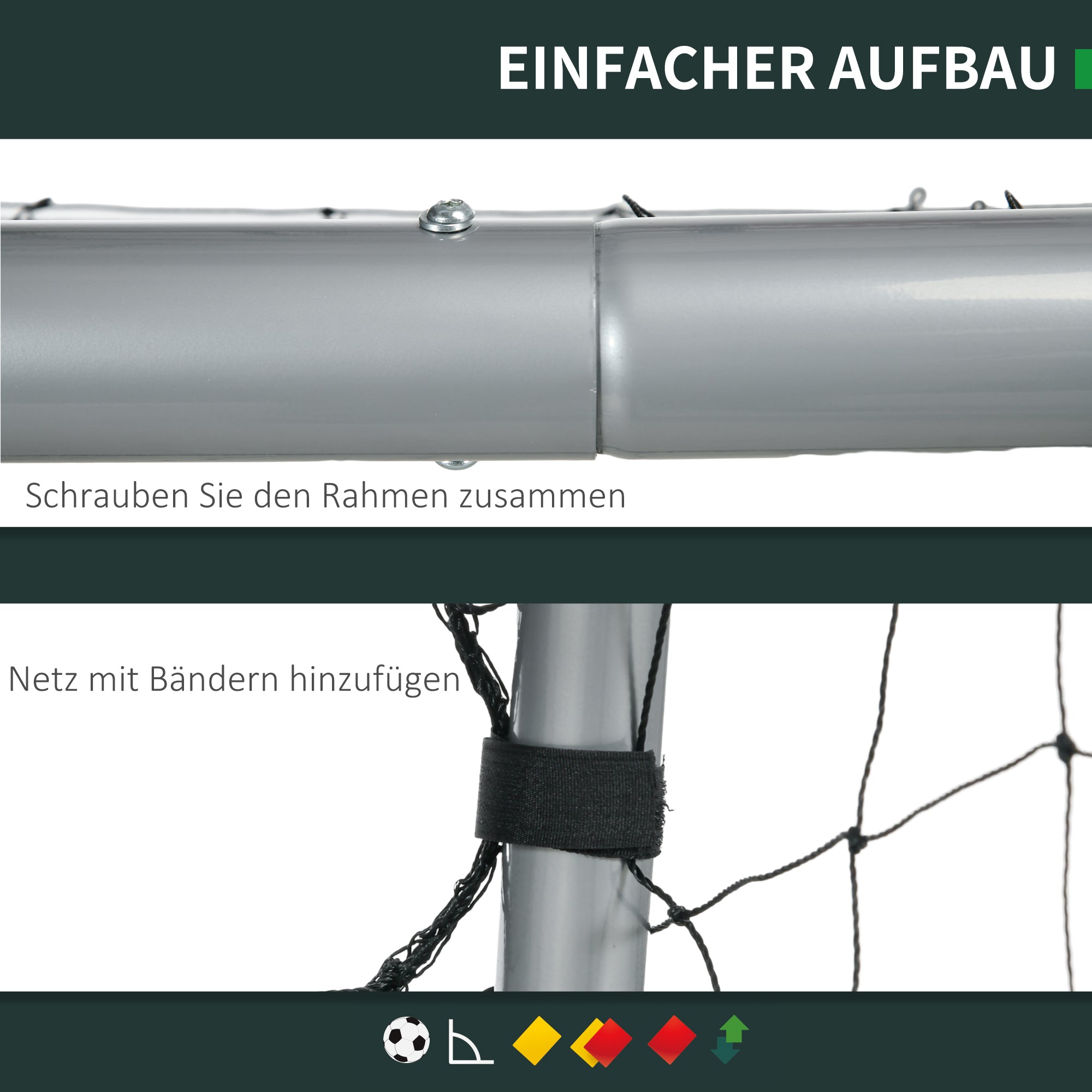 SPORTNOW Soccer Goal with PE Net Fabric, Soccer Goal for Kids and Adults, 300 x 120 x 200 cm, Steel, PE, for Garden, Soccer Training, Gray