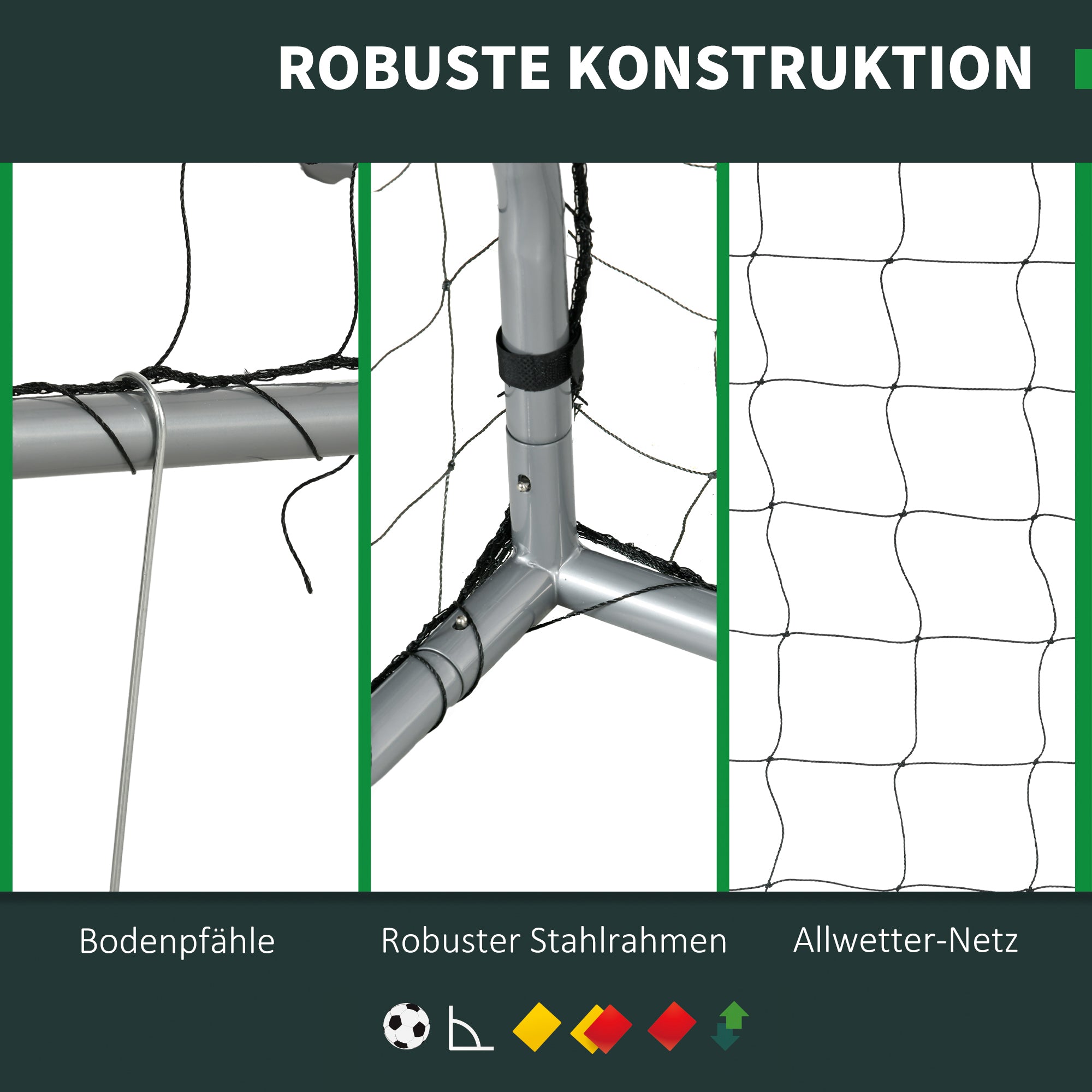 SPORTNOW Soccer Goal with PE Net Fabric, Soccer Goal for Kids and Adults, 300 x 120 x 200 cm, Steel, PE, for Garden, Soccer Training, Gray