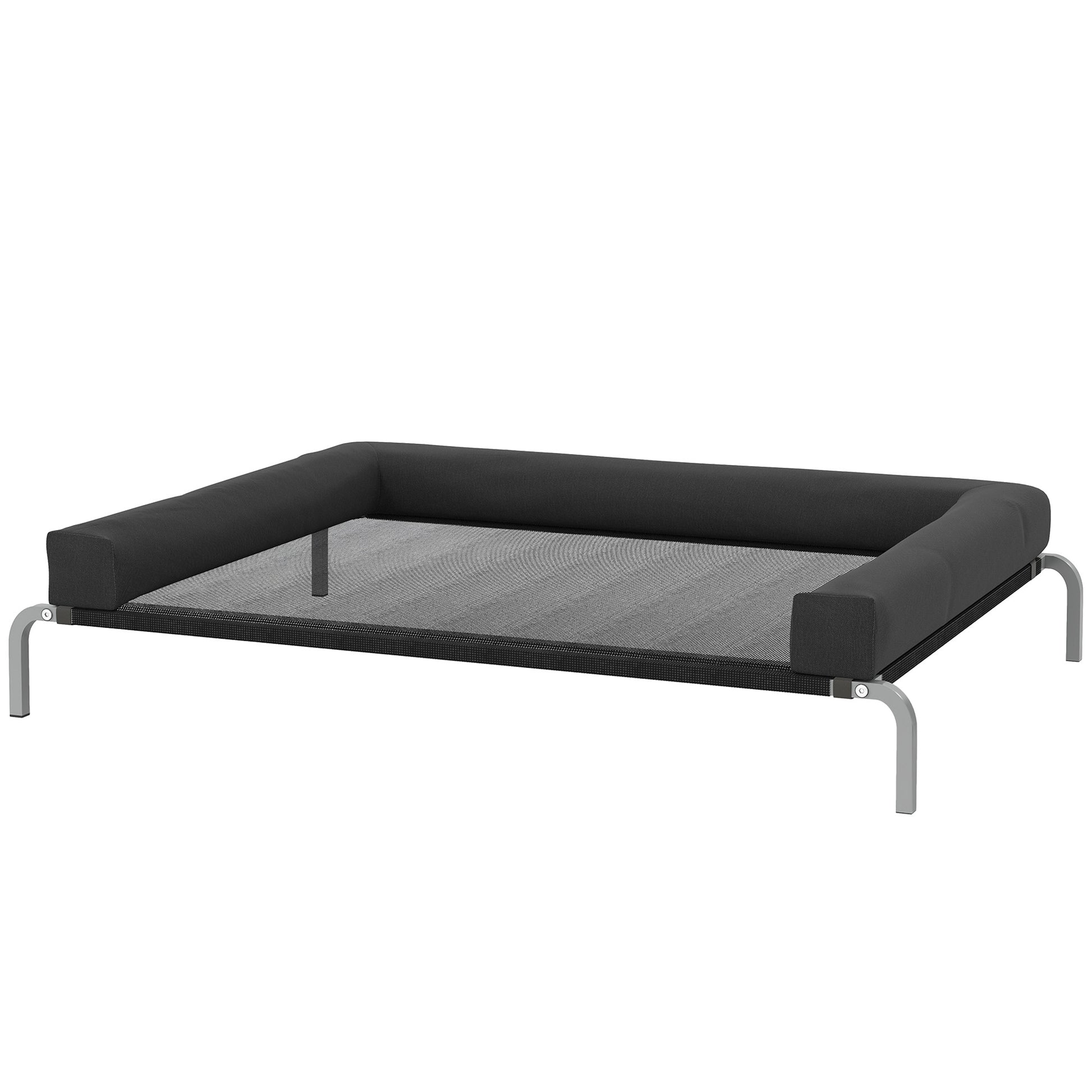 Cooling Elevated Dog Bed, Portable Indoor Outdoor Dog Camp Bed with U-Shaped Pillow, Breathable Mesh, Bite-Resistant, 130 x 90 x 30 cm, Black