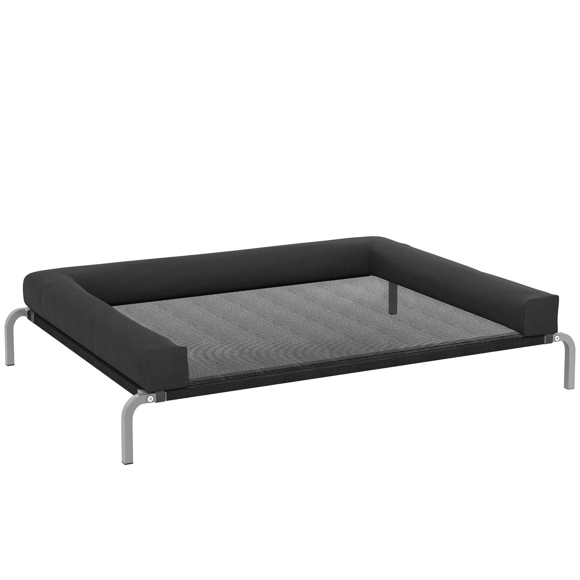 Cooling Elevated Dog Bed, Portable Indoor Outdoor Dog Camp Bed with U-Shaped Pillow, Breathable Mesh, Bite-Resistant, 130 x 90 x 30 cm, Black