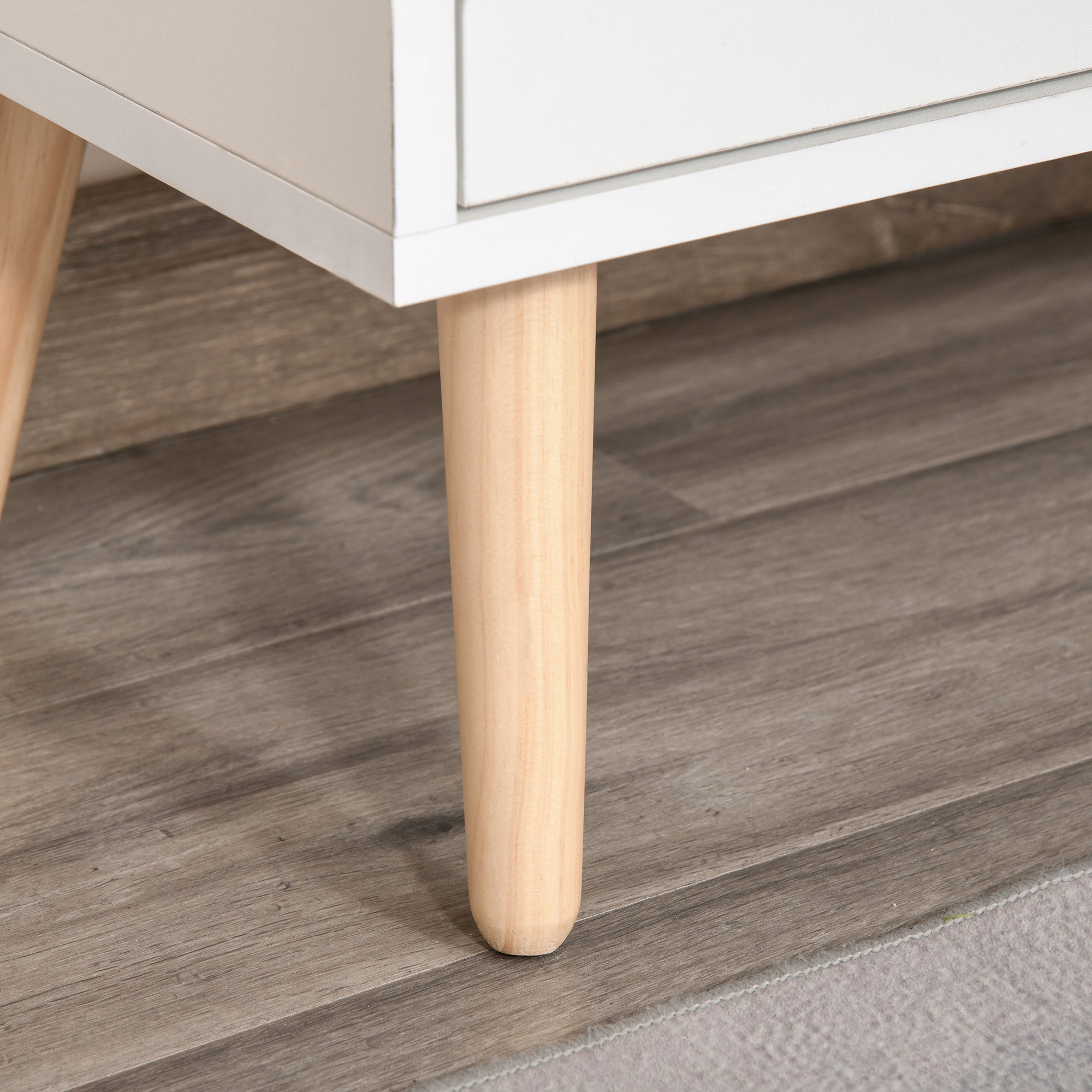 Buffet Storage Furniture Scandinavian Design 2 Cabinets Sliding Drawer White Oak Light