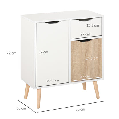 Buffet Storage Furniture Scandinavian Design 2 Cabinets Sliding Drawer White Oak Light