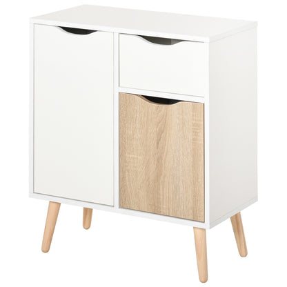 Buffet Storage Furniture Scandinavian Design 2 Cabinets Sliding Drawer White Oak Light
