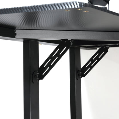 Gaming Desk L-Shaped with Headphone Hook Cup Holder Computer Desk MDF Metal Black+Red 168 x 109 x 78 cm