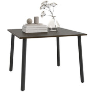 Garden Table, Dining Table for Garden, Square Balcony Table for 4 People Patio Table with Umbrella Hole, Steel, Brown, 100 x 100 x 72 cm