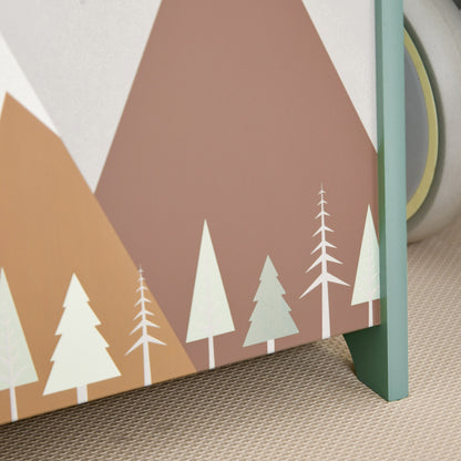 ZONEKIZ Storage Boxes Toy Boxes for Kids 3-8 Years Old with 2 Handles and Bear Print Load 20 kg for Books Clothes in Bedroom Living Room Dining Room 60x37x39 cm Green