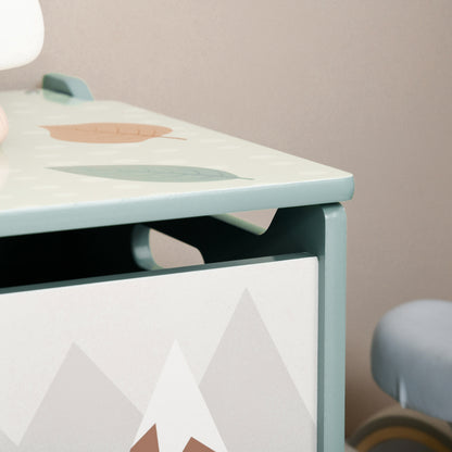 ZONEKIZ Storage Boxes Toy Boxes for Kids 3-8 Years Old with 2 Handles and Bear Print Load 20 kg for Books Clothes in Bedroom Living Room Dining Room 60x37x39 cm Green