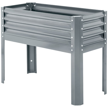 Raised Bed, Raised Planter Box, Cold Frame made of Steel, Herb Bed, Planter Box for Garden, Balcony, Gray, 100 x 45 x 80 cm