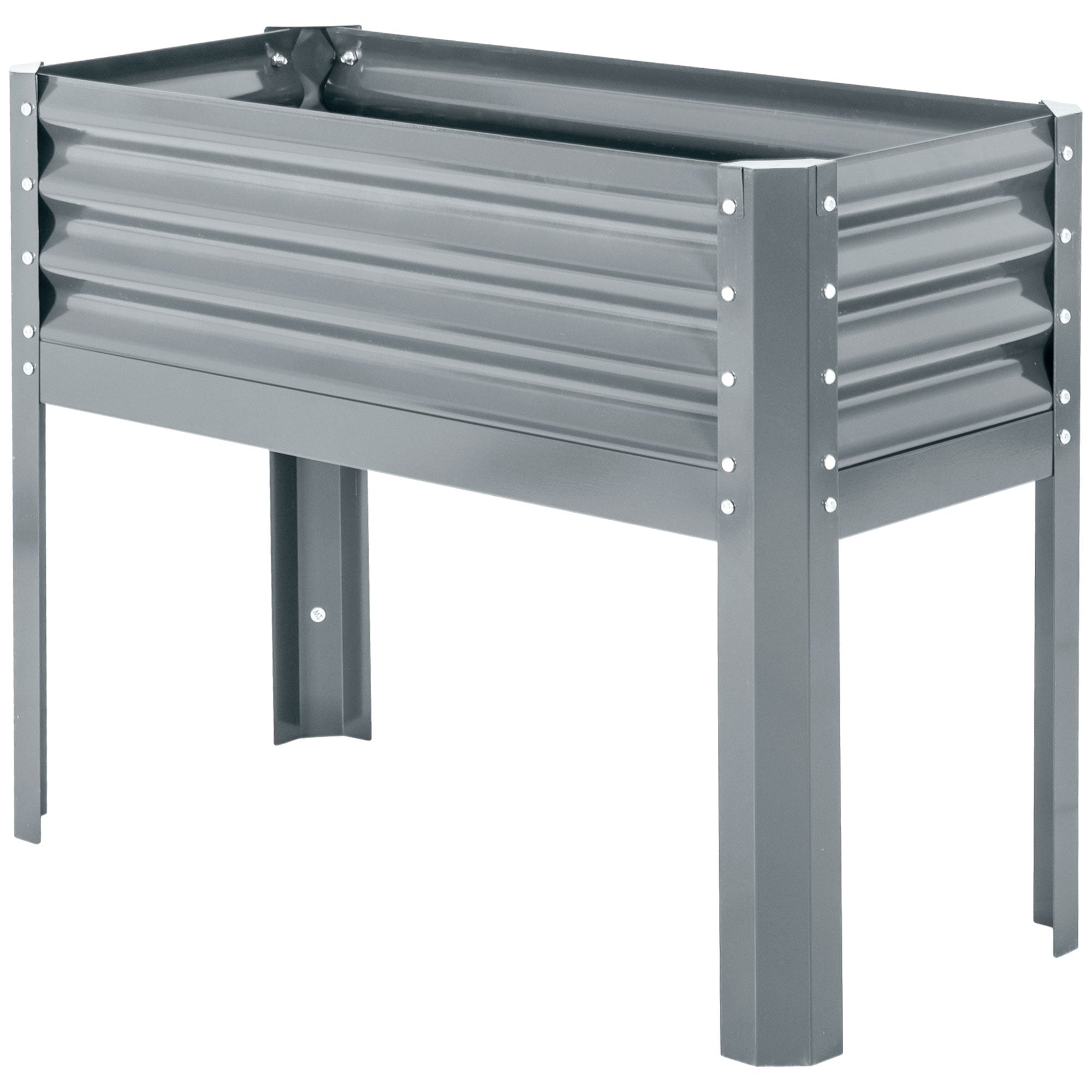 Raised Bed, Raised Planter Box, Cold Frame made of Steel, Herb Bed, Planter Box for Garden, Balcony, Gray, 100 x 45 x 80 cm
