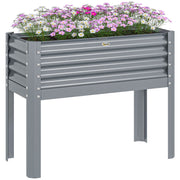 Raised Bed, Raised Planter Box, Cold Frame made of Steel, Herb Bed, Planter Box for Garden, Balcony, Gray, 100 x 45 x 80 cm