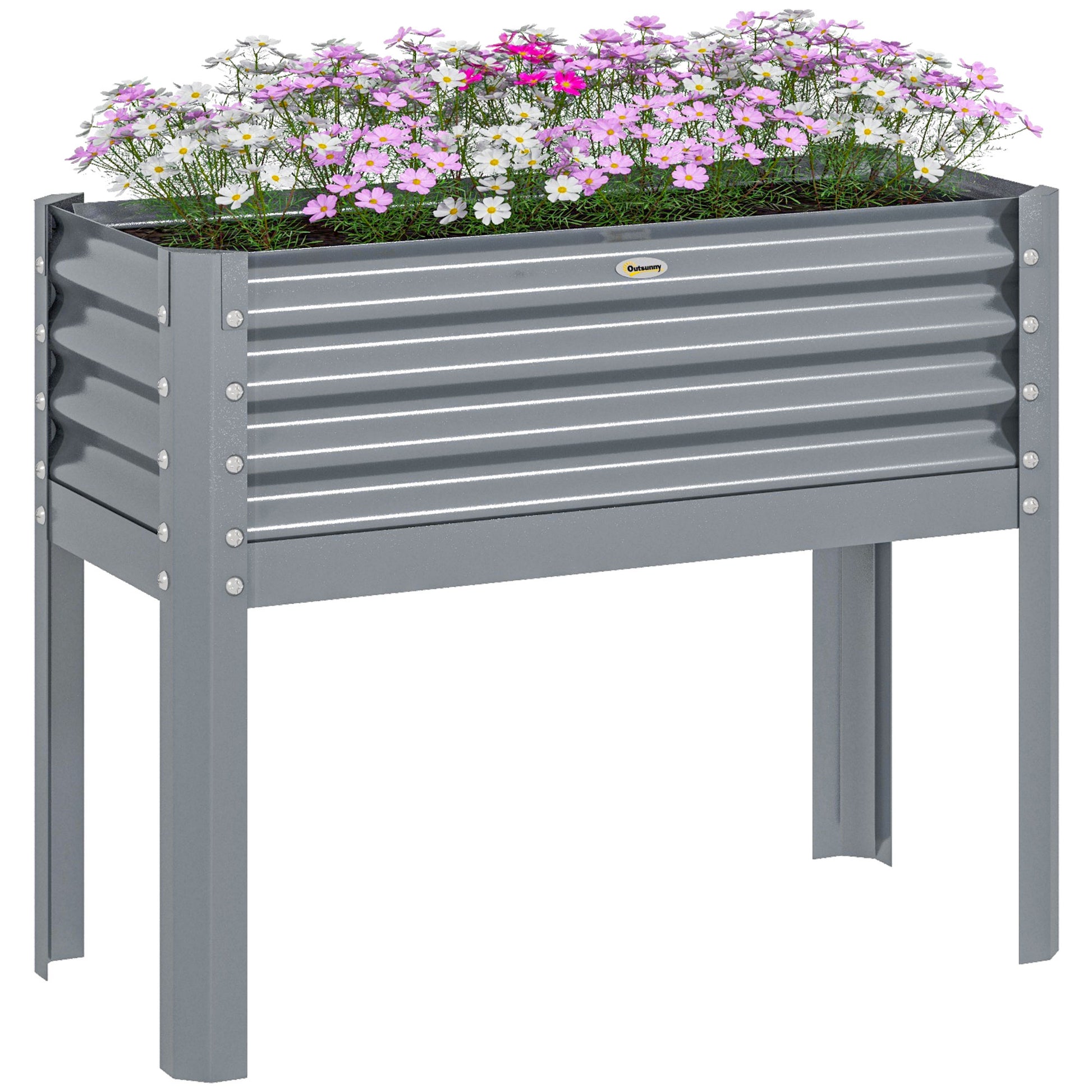 Raised Bed, Raised Planter Box, Cold Frame made of Steel, Herb Bed, Planter Box for Garden, Balcony, Gray, 100 x 45 x 80 cm