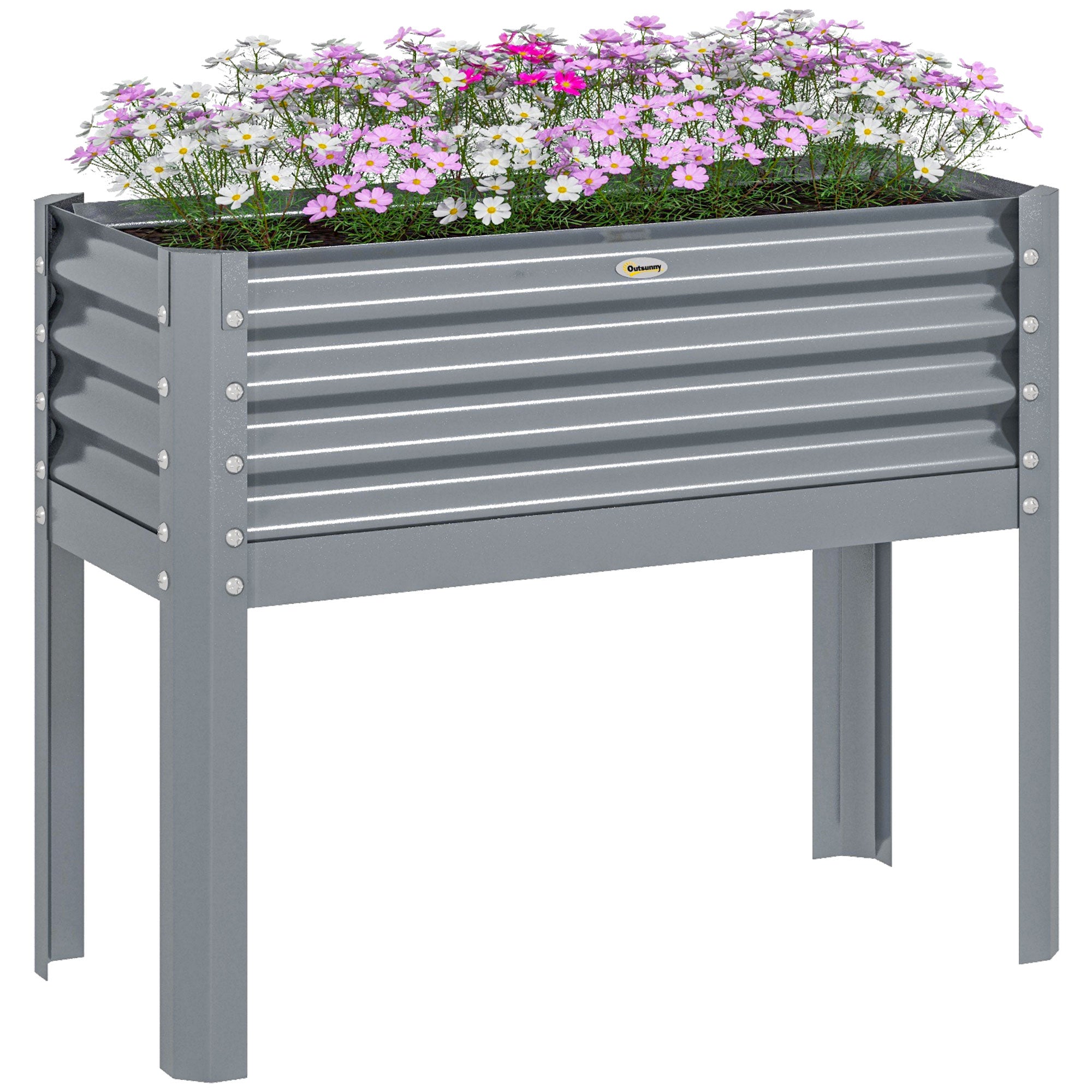 Raised Bed, Raised Planter Box, Cold Frame made of Steel, Herb Bed, Planter Box for Garden, Balcony, Gray, 100 x 45 x 80 cm